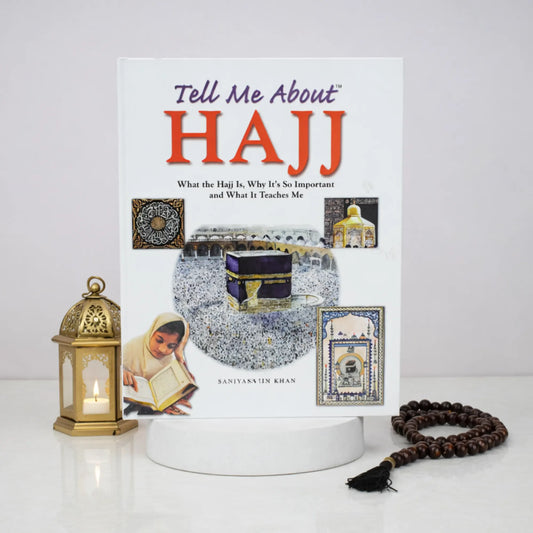 Tell Me About Hajj Book for Children ages 8+, featuring Kaaba illustration and Islamic motifs, ideal for Ramadan and Eid gifts in Kids Collection.