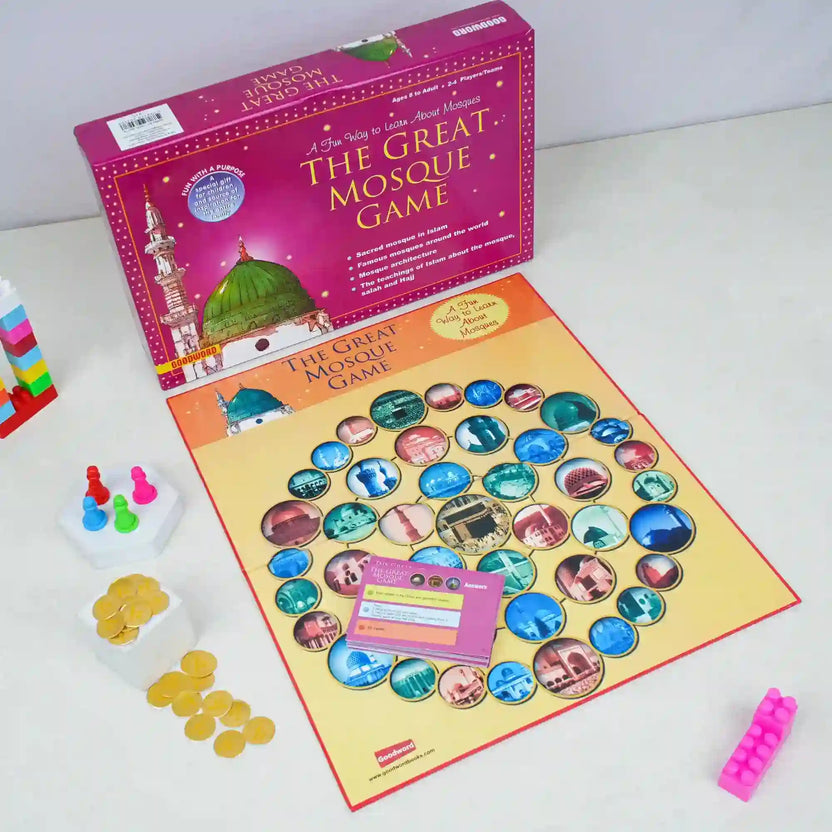 Board game set with 'The Great Mosque Game' on a white surface Main image