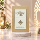 Book titled 'The Seeker's Guide' with a plant on a light background