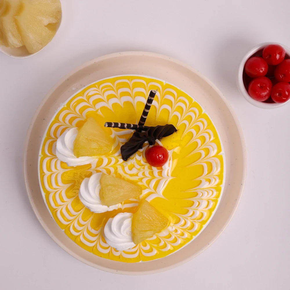 Tropical Bliss Pineapple Cake sliced to show the layers inside