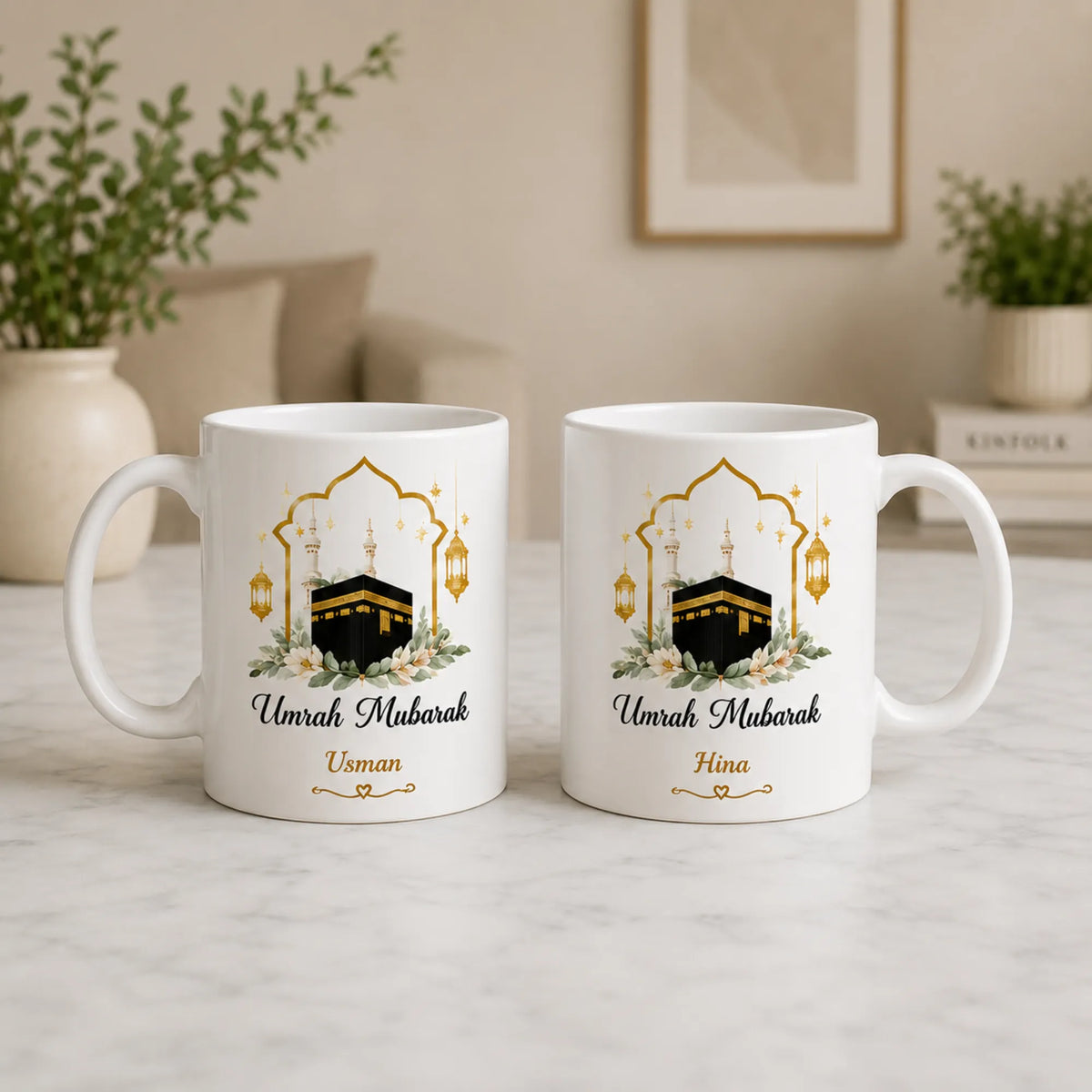 Umrah Mubarak Couple Personalised Mugs
