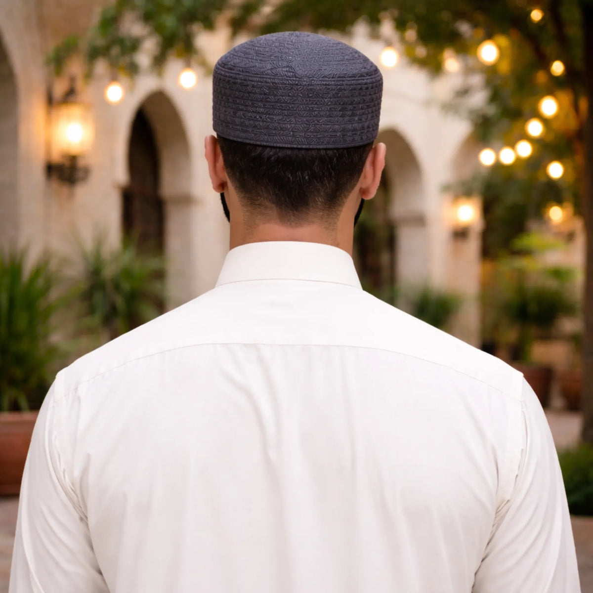 Men's Grey Prayer Cap - Elegant Comfort