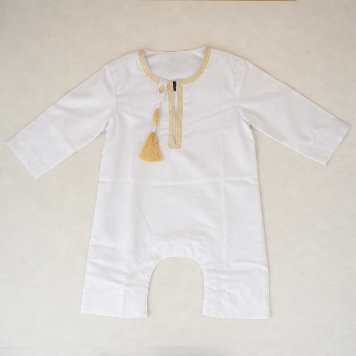 White Thobe Romper for Baby Boys