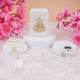 Velvet Tasbeeh Combo Set with pearl prayer beads, digital counter, and white velvet box, ideal Islamic gift for weddings and Eid celebrations.