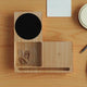 Top view of Willow 3.0 Wireless Charger - Cup Warmer & Phone Stand showing wireless charging pad, cup warmer, and organizer tray for accessories.
