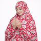 Yasmin Full Length Printed Cotton Namaz Makhna in red floral design, ideal for modest prayer wear. Comfortable and elegant for daily or ceremonial use.