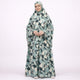 Full length printed cotton modest prayer dress with abstract blue and white pattern
