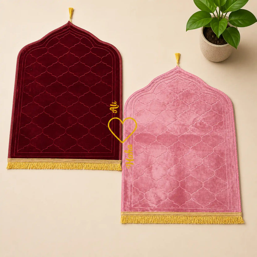 Maroon & Pink Dome Couple Janamaz with Heart Main image