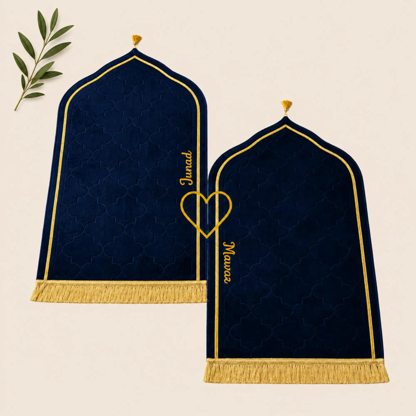 Blue & Blue Lined Dome Couple Janamaz with Heart Main image