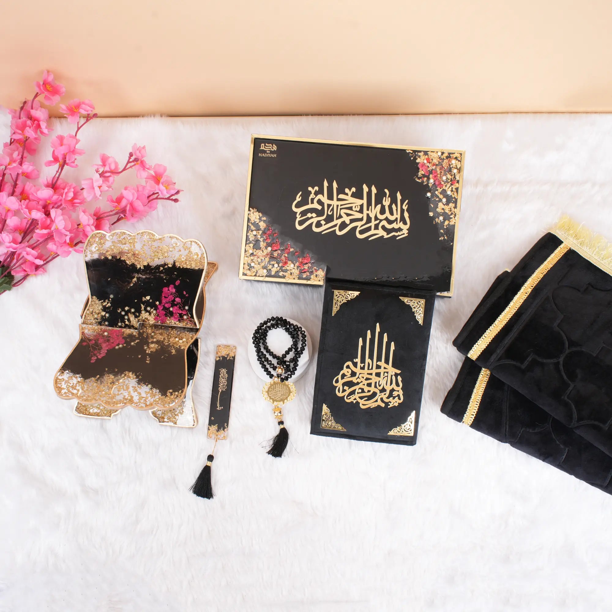 Black Floral Pearl Sawab-E-Jariya Hamper Main image