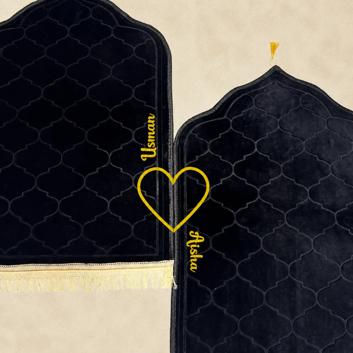 Black & Black Dome Couple Janamaz with Heart