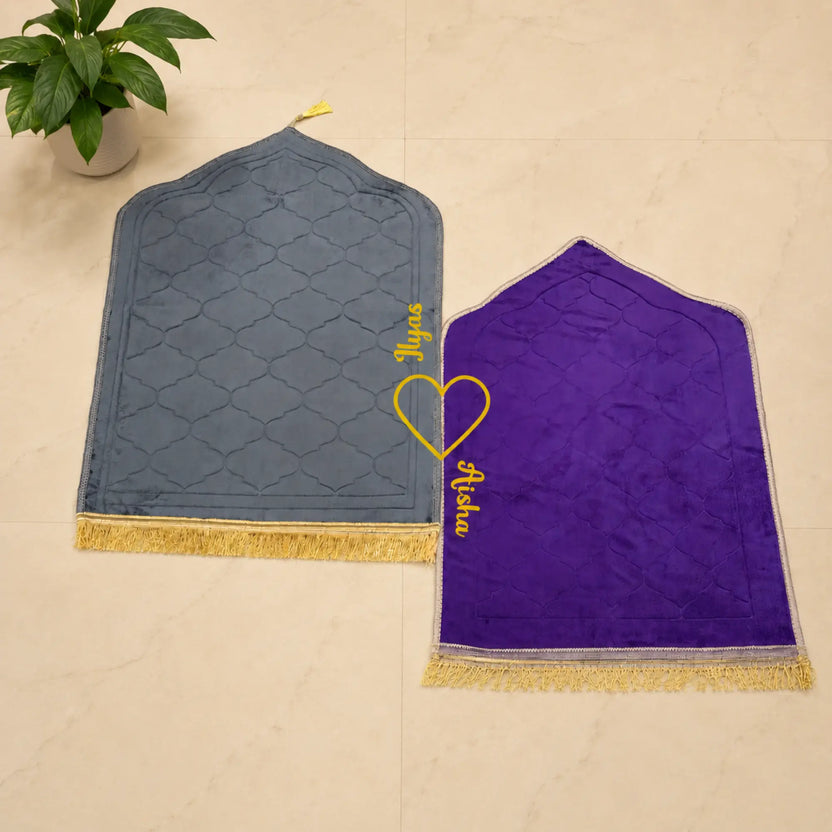 Grey & Purple Couple Janamaz with Heart Main image