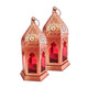 Golden Glow Lantern 6" - Gold Lantern Decor with red glass panels and intricate cutout design, ideal for home decor, weddings, and gifting.