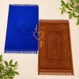 Blue & Golden Rectangle Couple Janamaz with Heart