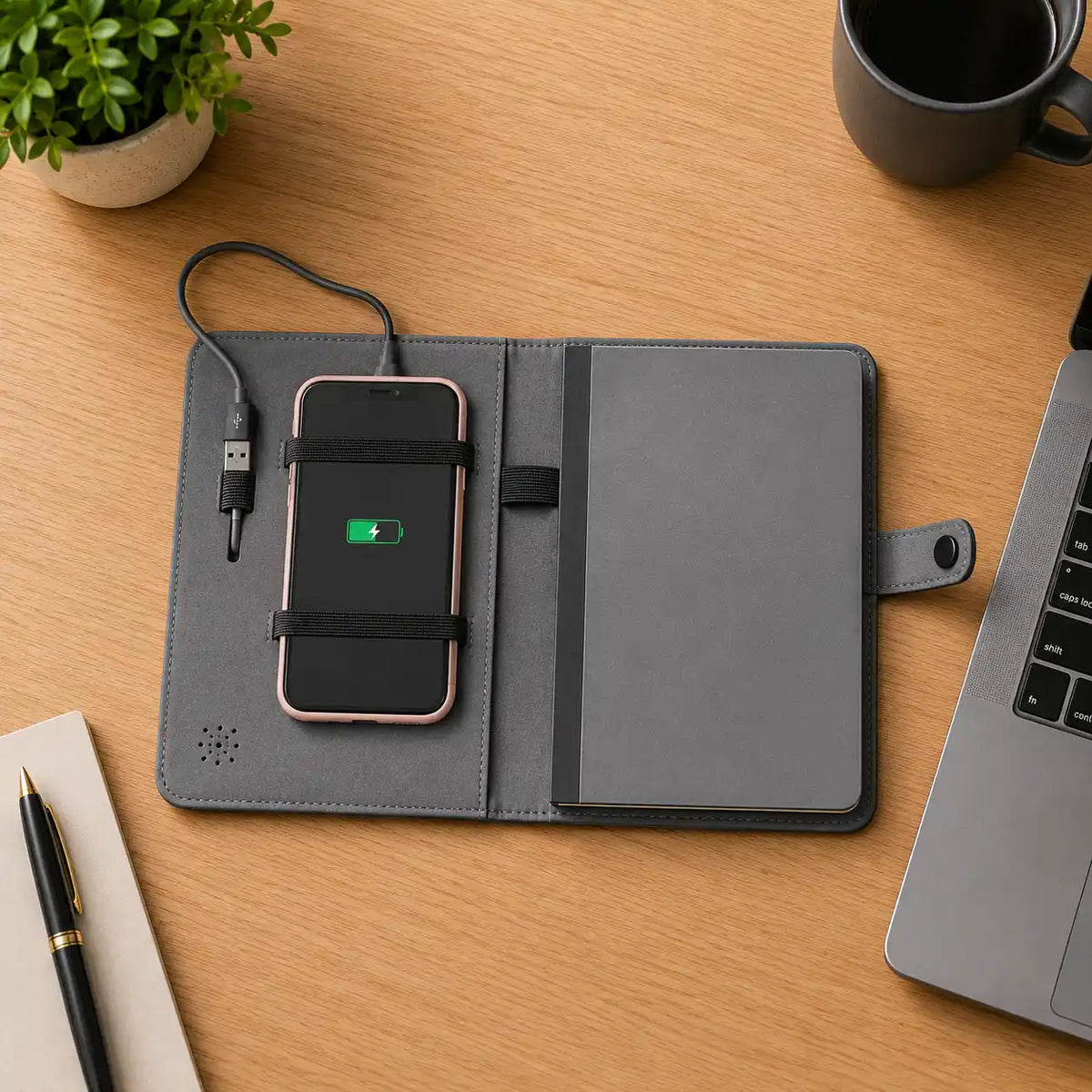 Nimble 8000 mAh Power Bank Notebook with 15W Wireless Charger