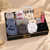 Garden of Hayaa premium hijab gift hamper arranged in decorative tray