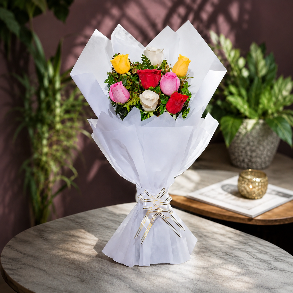 Elegant Mix Roses Bouquet — fresh flower bouquet | Hadiyah Gifting