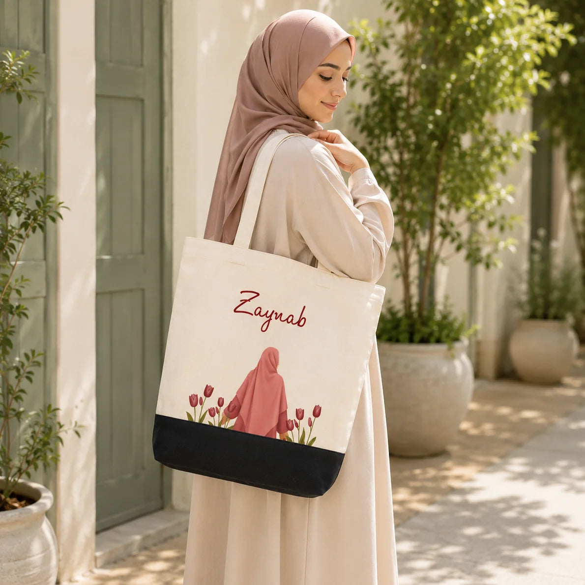 Blooming Veil Personalized Muslimah Tote Bag