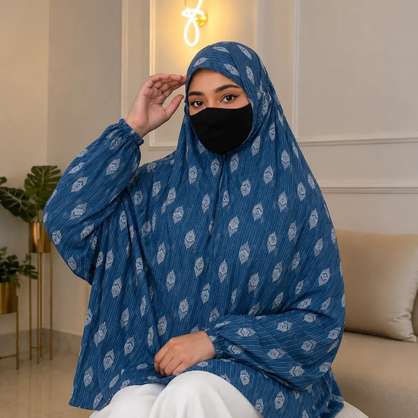 Teal Knee Length Printed Cotton Namaz Makhna Main image