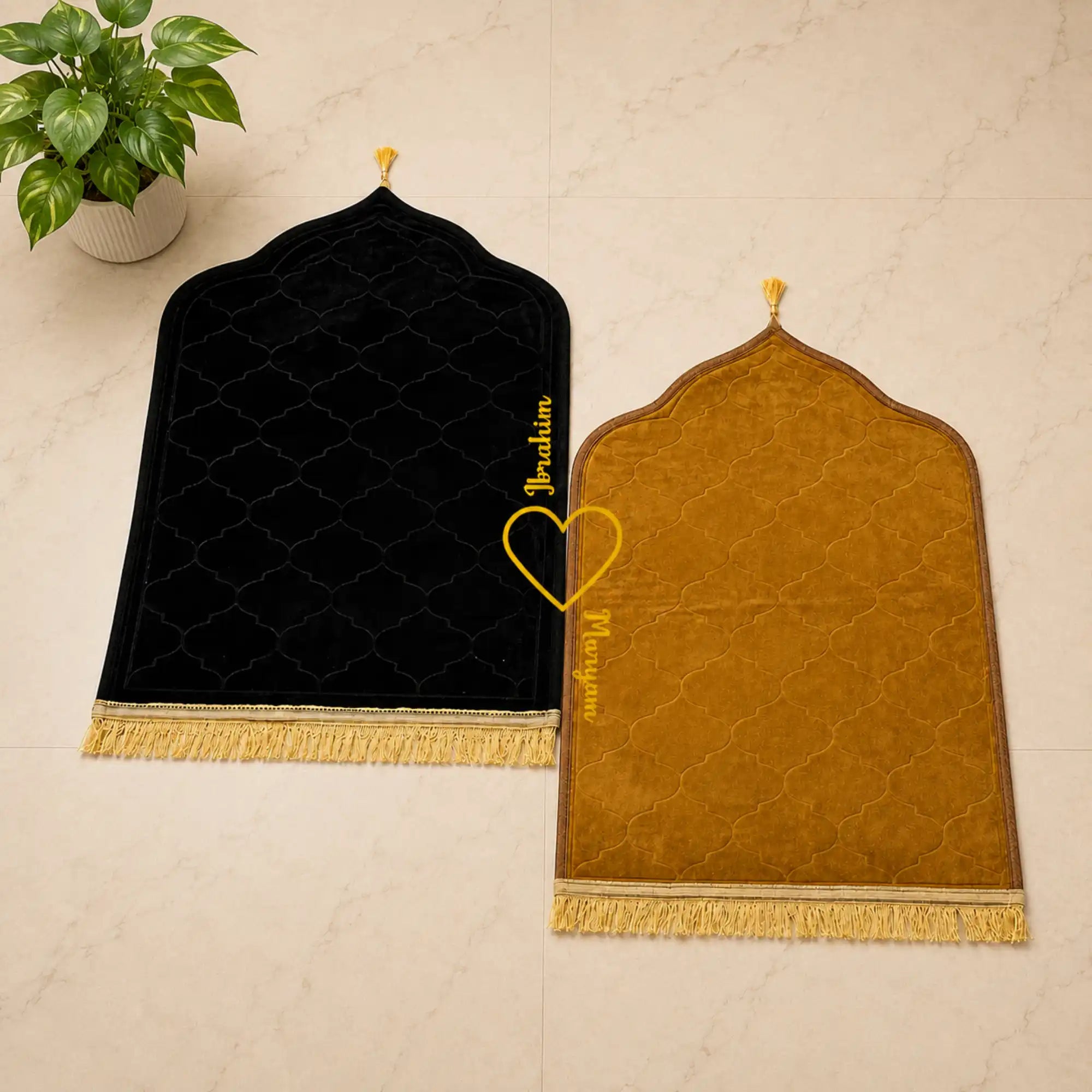 Black & Golden Dome Couple Janamaz with Heart Main image