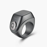 Matte black Zikr Ring Flex Pro with OLED screen, designed for modern Islamic prayer and zikr tracking.