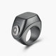 Matte black Zikr Ring Flex Pro with OLED screen, designed for modern Islamic prayer and zikr tracking.