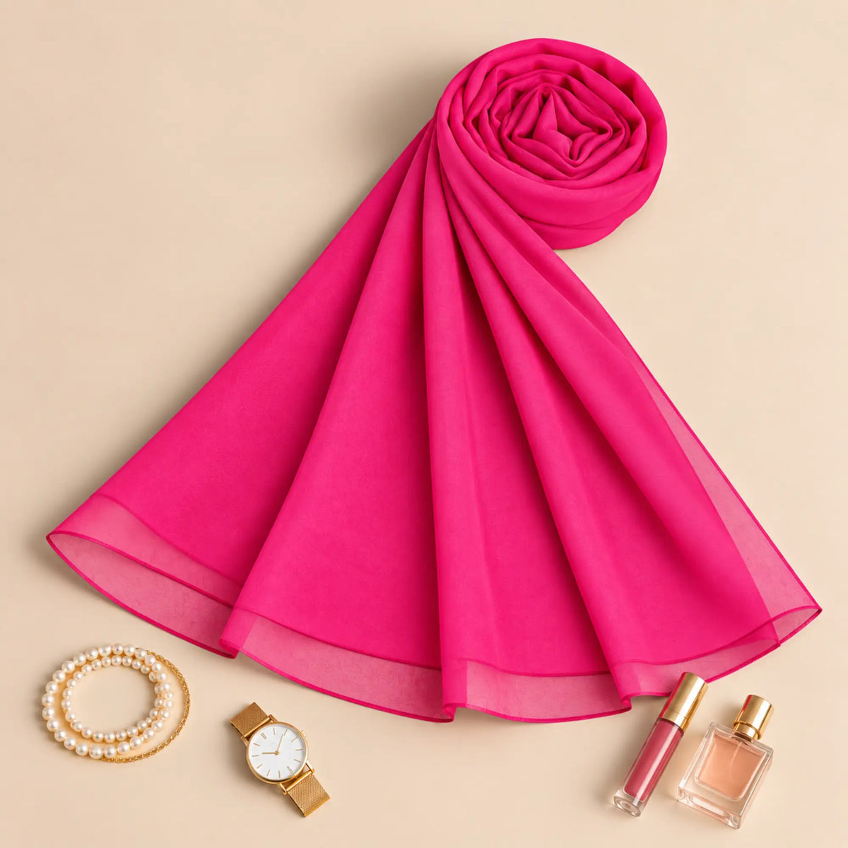 Royal Fuchsia Pink Premium Chiffon Hijab