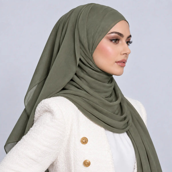 Olive Green Premium Chiffon Hijab