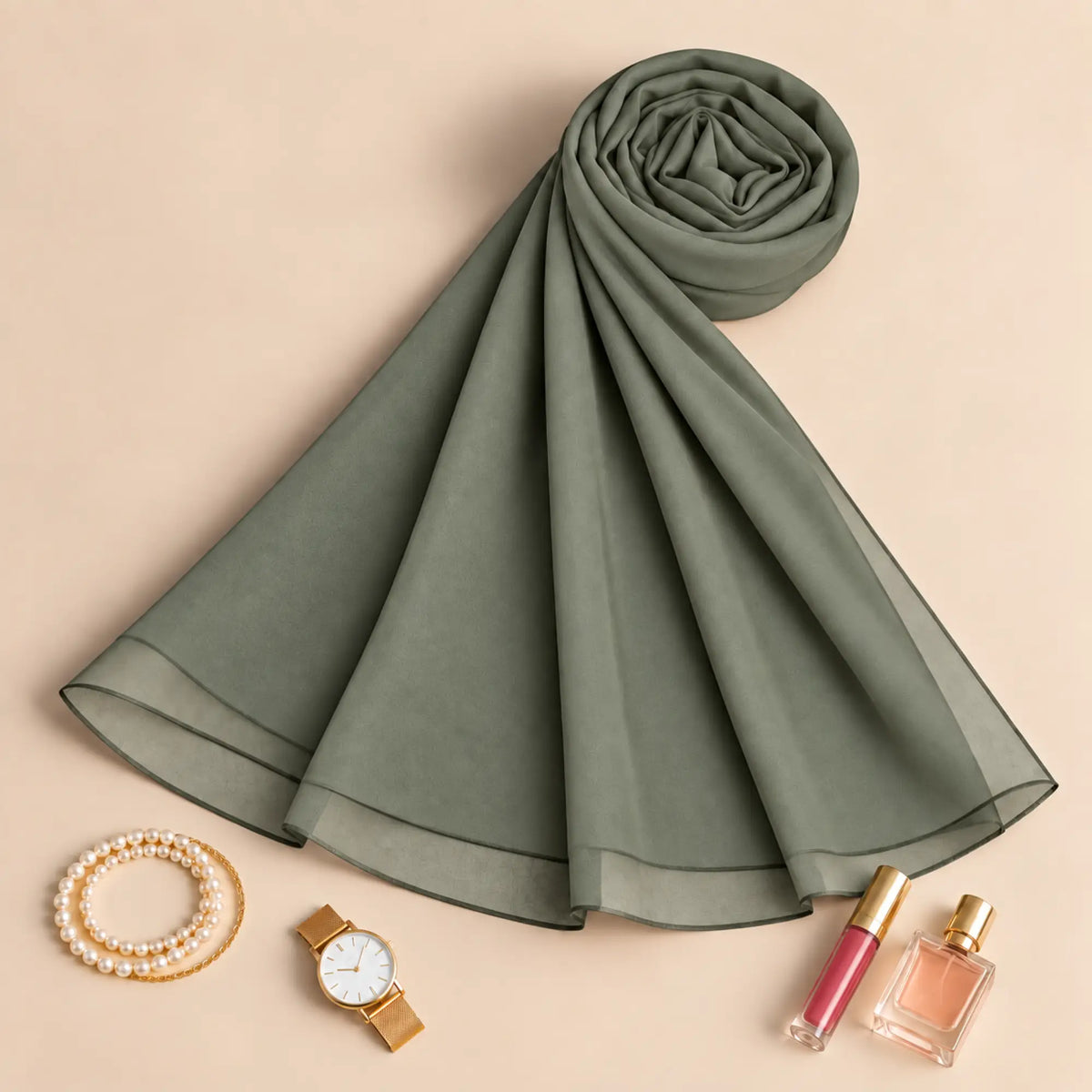 Olive Green Premium Chiffon Hijab