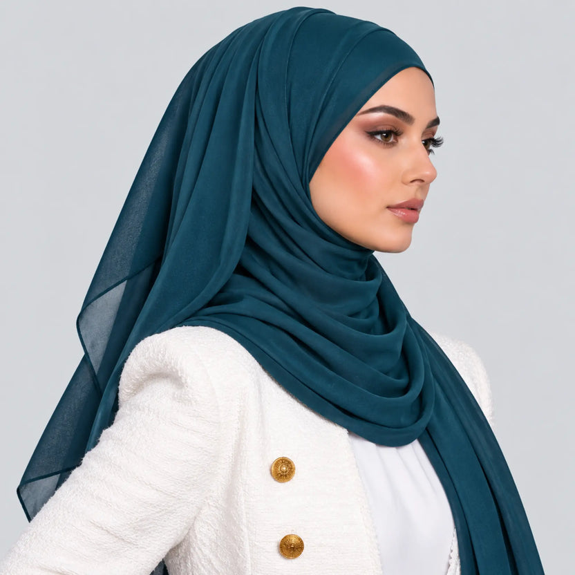 Teal Premium Chiffon Hijab Main image
