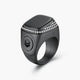 Gunmetal black Zikr Ring with 99 Swarovski Zirconia and Kaaba symbol. Sleek religious ring for daily dhikr and spiritual focus.