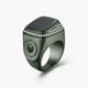Matte grey Zikr Ring with 99 Swarovski Zirconia and Kaaba icon. Elegant Islamic ring for prayer, perfect for Eid and Ramadan gifting.