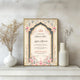 Dome Classic Nikah Nama Frame on shelf with dried florals, a personalized Islamic wedding certificate for home decor or gifting.
