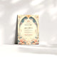 Minimalist display of Floral Bliss Nikah Nama without frame under soft lighting, emphasizing its elegant floral border and Islamic ceremonial use.