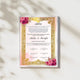 Golden Nikah Nama Frame - Certificate featuring gold calligraphy and floral design in a modern frame. Customizable Islamic wedding gift option.