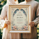 Couple holding Floral Bliss Nikah Nama with Frame, showcasing ornate Islamic motifs and calligraphy, a meaningful wedding or anniversary gift.