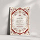 Minimalist display of Regal Bloom Nikah Nama Frame with red and gold accents, ideal for Islamic wedding decor or personalized couple gift.