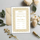 Golden Modern Nikah Nama Frame card with envelope and floral accents, personalized Islamic wedding gift for couples and anniversaries.