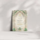 Emerald Nikah Nama Frame leaning against a wall in soft lighting, featuring handcrafted Islamic marriage certificate with green accents.