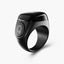 Black Noor Zikr Ring - Smart Tasbeeh with LED display and button, designed for digital Zikr tracking and Islamic prayer routines.