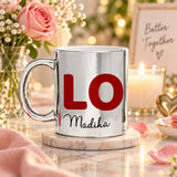 Personalized LOVE Gold & Silver Metallic Couple Mugs (350ml)