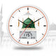 Al-Madina Azaan Wall Clock - Al-Fatiha with digital prayer time display and Masjid al-Nabawi dome design, ideal for Islamic home decor.