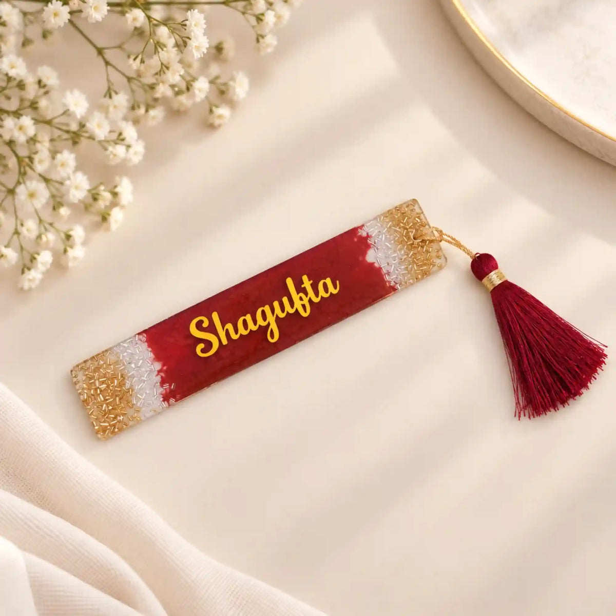Maroon Personalised Designer Bookmarks