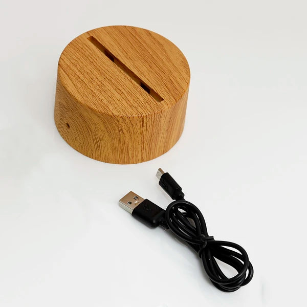 Personalized Couple Ring LED Lamp - Wooden Base