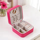 Mini Jewelry Box - Personalized Organizer in pink with compartments for rings, earrings, and necklaces. Ideal compact storage for travel or daily use.