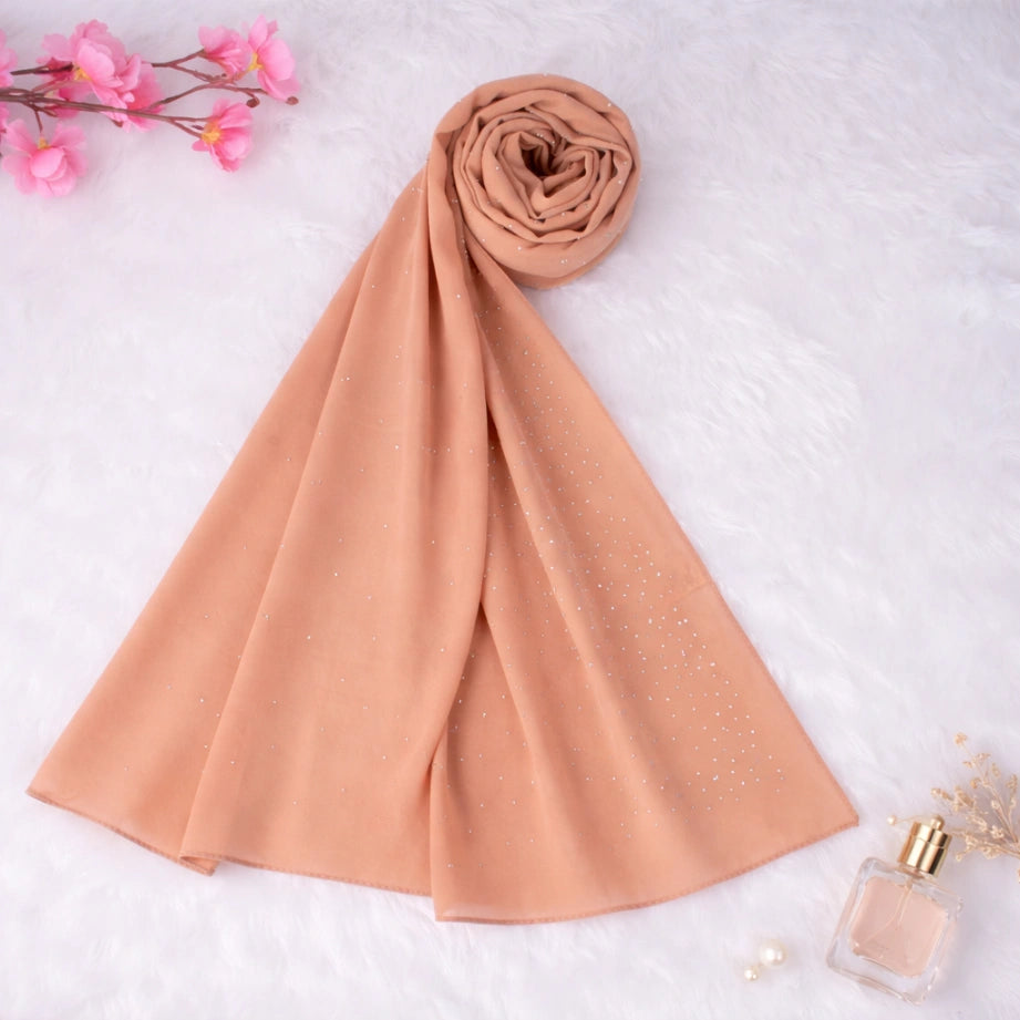 Peach Studded Hijab Secondary image