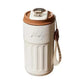 Personalized Brown Insulated Steel Flask with name 'Vicky', digital temperature display, and coffee-themed strap. Great for travel and office.