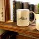 Personalized Fajr Dua Mug - Coffee Ramadan | 350 ml with custom name 'Abbas' on gold metallic surface, perfect for gifting during Ramadan.