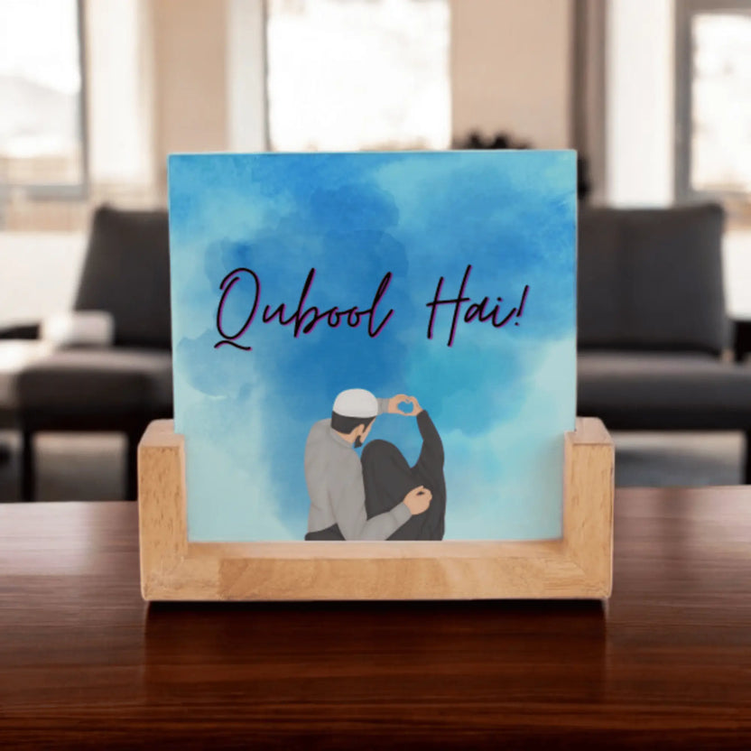 Qubool Hai Personalized Acrylic Frame With Wooden Base Main image