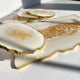 Golden Flakes Elegance Tray - Serving | Handmade India with matching coasters, featuring gold accents and resin craftsmanship. Ideal for gifting or hosting.